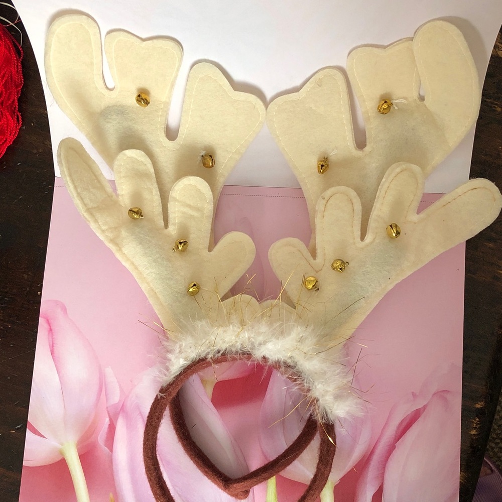 Kids Reindeer Antler Headband - Cream and Brown 2 sets